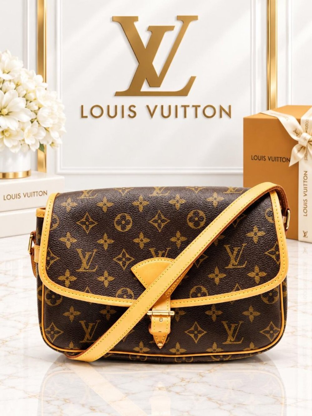 Authentic Louis Vuitton Sologne Monogram Canvas Crossbody Shoulder Bag Vintage